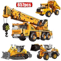Décennie s de construction MOC pour enfants, chargeuse sur pneus, voiture RapMining, camion, grue, ingénierie de bricolage, jouet en briques ébées, technique de la ville 1